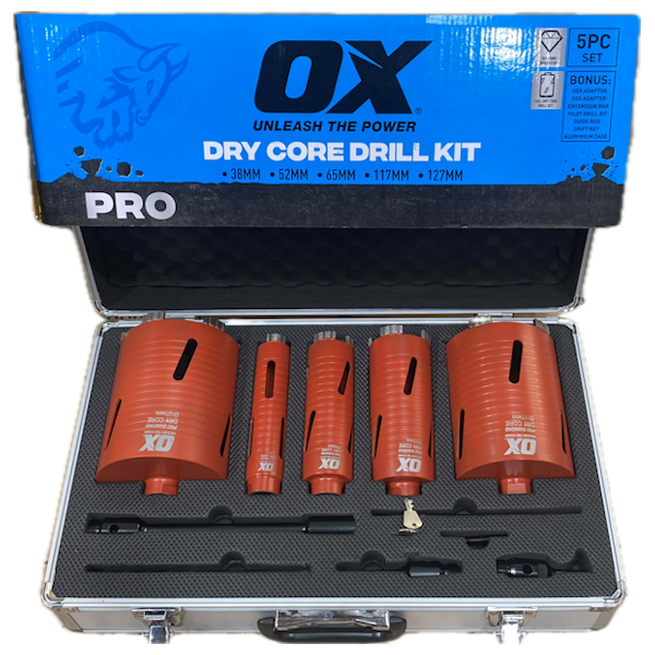 Ox 5 Piece Dry Diamond Core Drill Kit